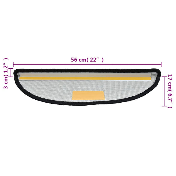 Stufenmatten 15 Stk. 56x17x3 cm Schwarz Halbrund