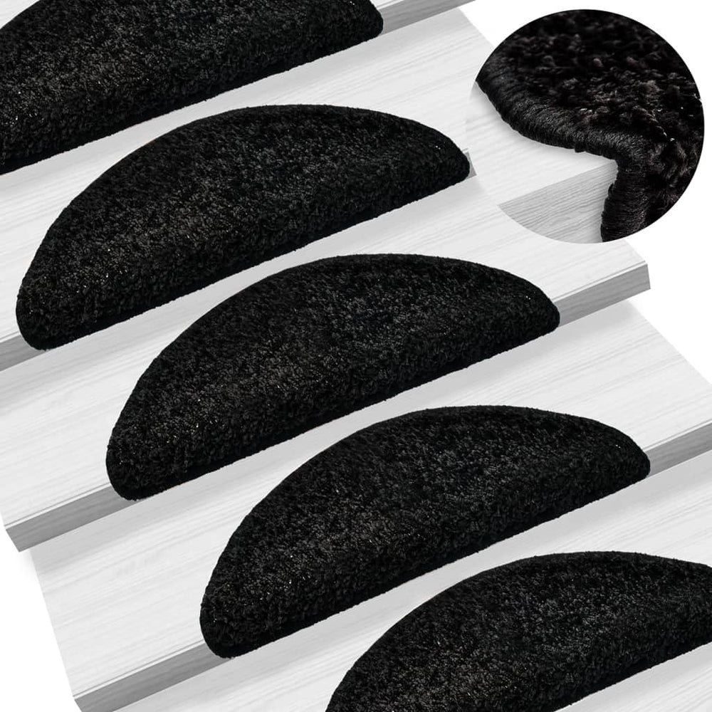 Stufenmatten 15 Stk. 56x17x3 cm Schwarz Halbrund