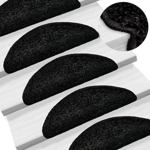 Stufenmatten 15 Stk. 56x17x3 cm Schwarz Halbrund