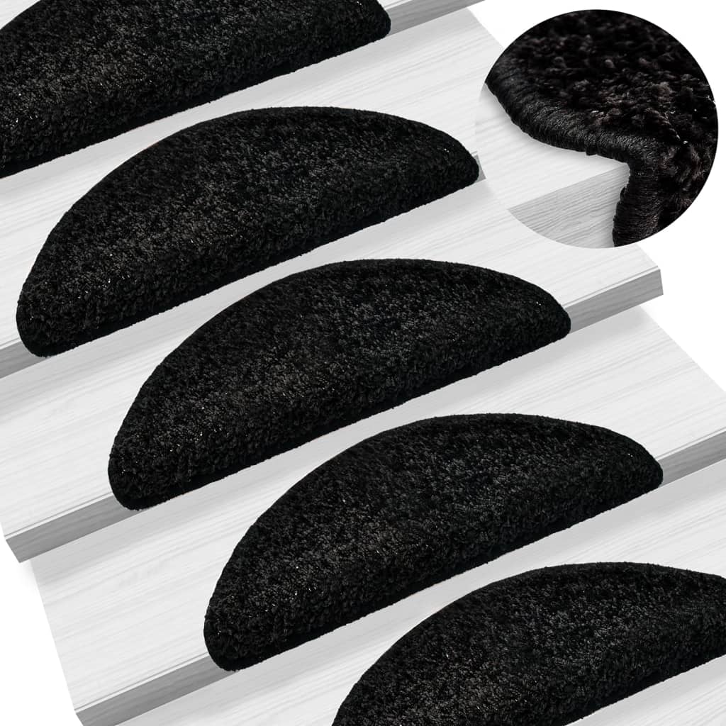 Stufenmatten 15 Stk. 56x17x3 cm Schwarz Halbrund