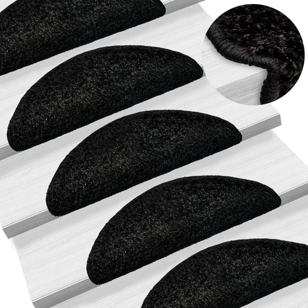 Stufenmatten 15 Stk. 56x17x3 cm Schwarz Halbrund