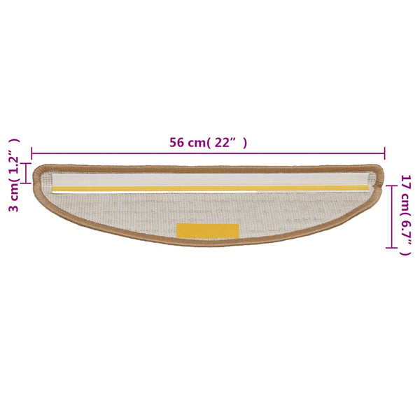 Stufenmatten 15 Stk. 56x17x3 cm Beige Halbrund