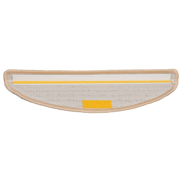 vidaXL Tapis de marches 15 pcs 56x17x3 cm Crème Demi-ronde