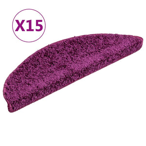 vidaXL Tapis de Marche d'Escalier 15 pcs 56x17x3 cm Violet Demi-Rond