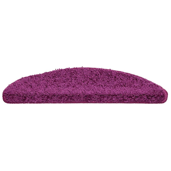 vidaXL Tapis de Marche d'Escalier 15 pcs 56x17x3 cm Violet Demi-Rond