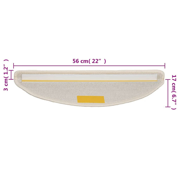 Stufenmatten 15 Stk. 56x17x3 cm Weiß Halbrund