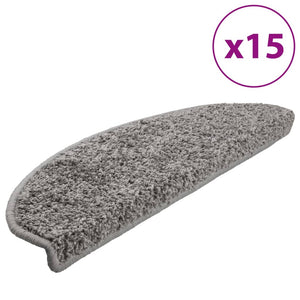 vidaXL Tapis de Marche d'Escalier 15 pcs 65x21x4 cm Gris Semi-Rond Grand