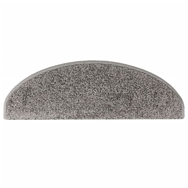vidaXL Tapis de Marche d'Escalier 15 pcs 65x21x4 cm Gris Semi-Rond Grand