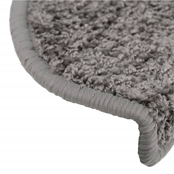 vidaXL Tapis de Marche d'Escalier 15 pcs 65x21x4 cm Gris Semi-Rond Grand