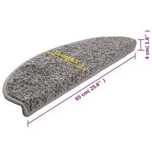 vidaXL Tapis de Marche d'Escalier 15 pcs 65x21x4 cm Gris Semi-Rond Grand