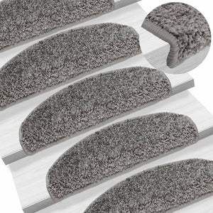 vidaXL Tapis de Marche d'Escalier 15 pcs 65x21x4 cm Gris Semi-Rond Grand