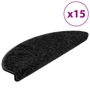 vidaXL Tapis de marches 15 pcs 65x21x4 cm Noir Semi-circulaire Grand