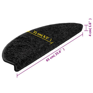 vidaXL Tapis de marches 15 pcs 65x21x4 cm Noir Semi-circulaire Grand