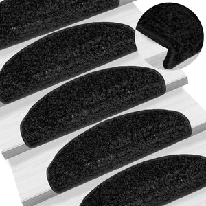 vidaXL Tapis de marches 15 pcs 65x21x4 cm Noir Semi-circulaire Grand