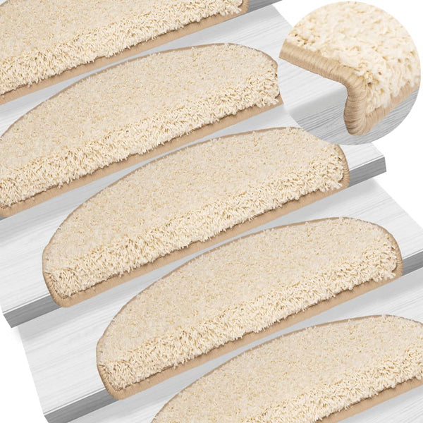 Stufenmatten 15 Stk. 65x21x4 cm Creme Halbrund Groß