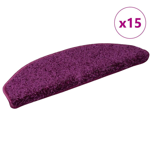 vidaXL Tapis de marche d'escalier 15 pcs 65x21x4 cm Violet Semi-rond Grand