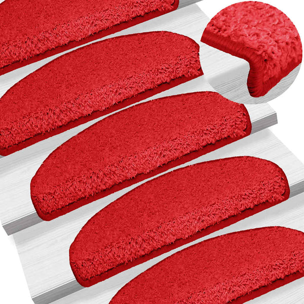 vidaXL Tapis de marche 15 pcs 65x21x4 cm Rouge Demi-rond Grand