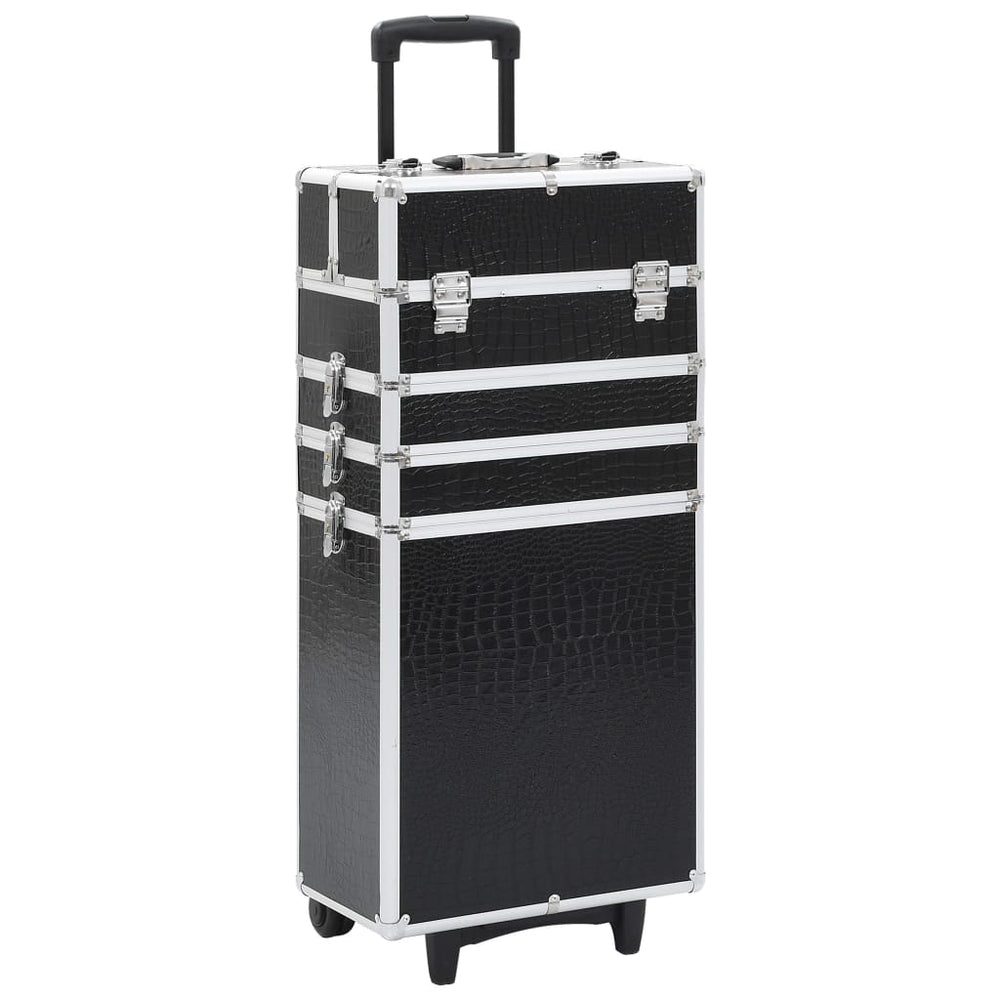 Kosmetikkoffer Aluminium Schwarz Kroko