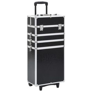 Kosmetikkoffer Aluminium Schwarz Kroko