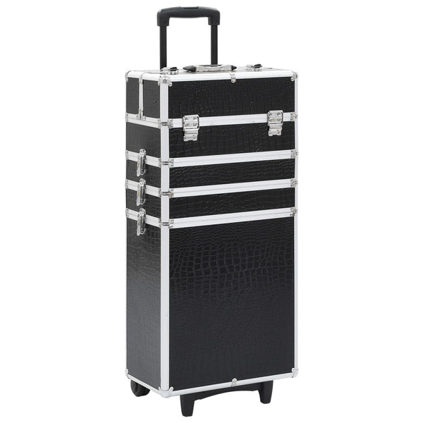 Kosmetikkoffer Aluminium Schwarz Kroko