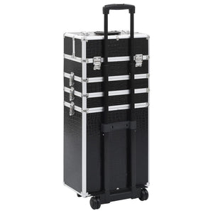 Kosmetikkoffer Aluminium Schwarz Kroko