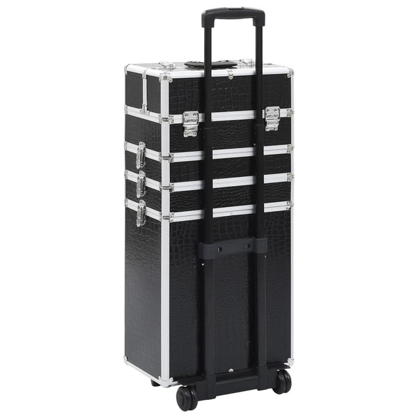 Kosmetikkoffer Aluminium Schwarz Kroko