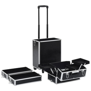 Kosmetikkoffer Aluminium Schwarz Kroko