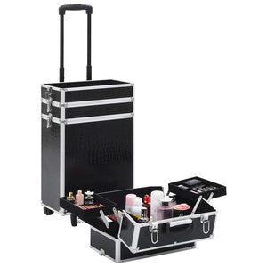 Kosmetikkoffer Aluminium Schwarz Kroko