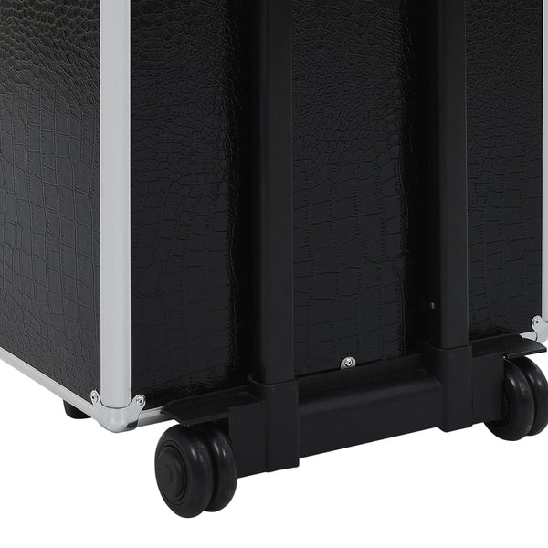 Kosmetikkoffer Aluminium Schwarz Kroko