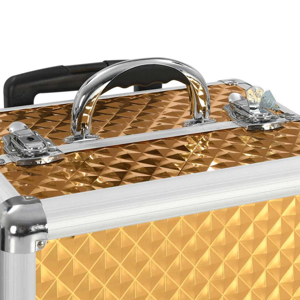 Goldener Aluminium-Kosmetikkoffer