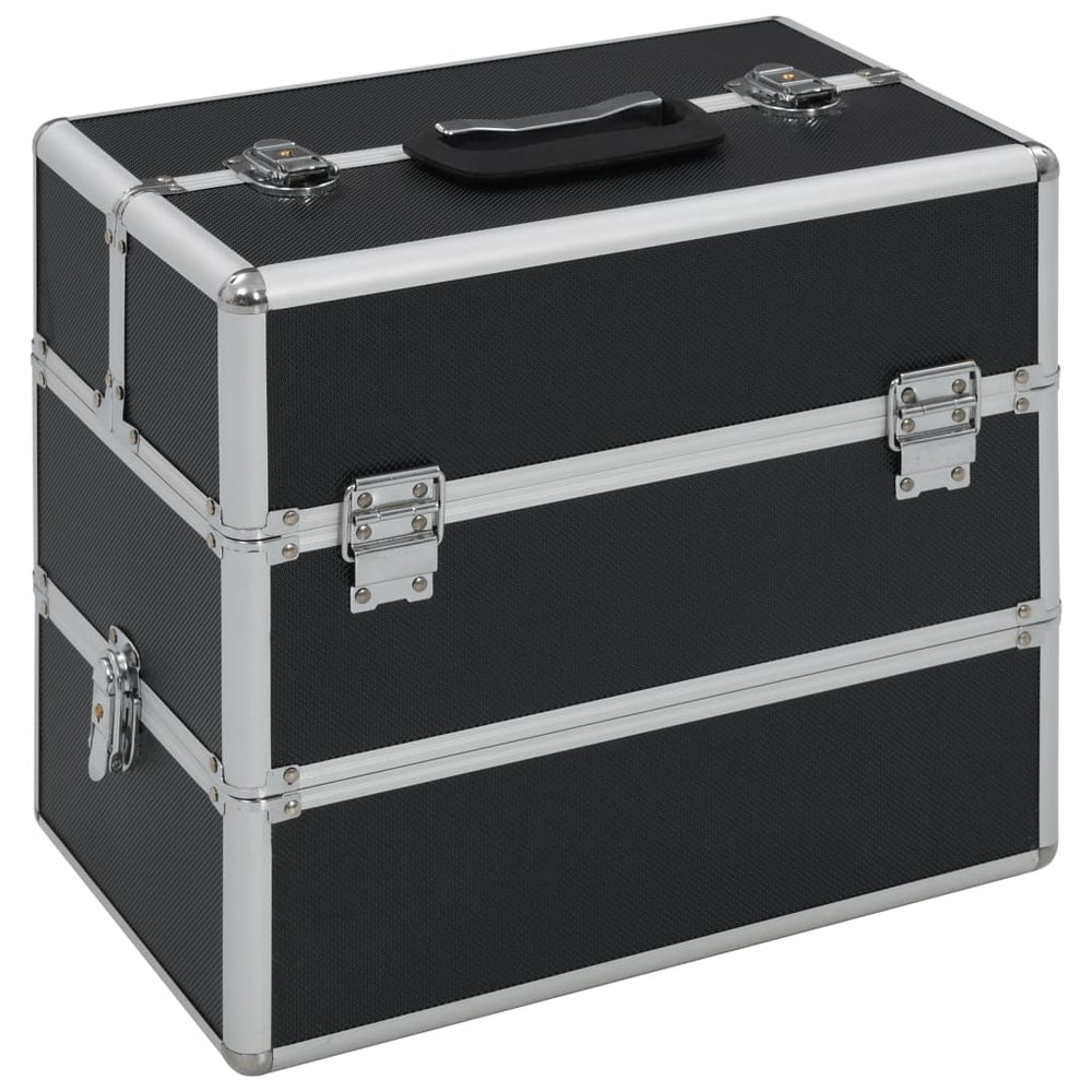 Schwarzer Kosmetikkoffer aus Aluminium 37x24x35cm
