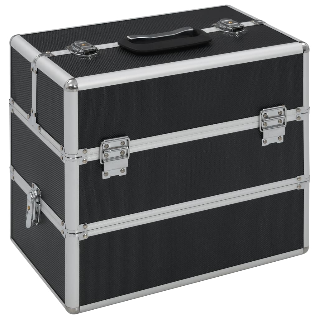 Schwarzer Kosmetikkoffer aus Aluminium 37x24x35cm