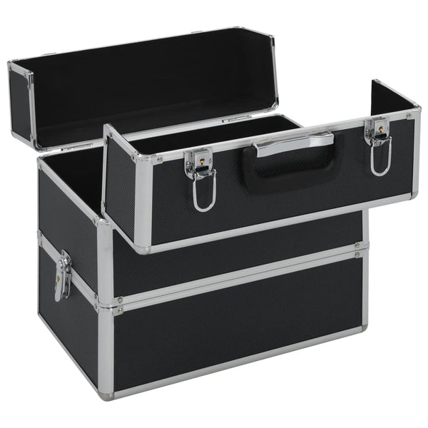 Schwarzer Kosmetikkoffer aus Aluminium 37x24x35cm