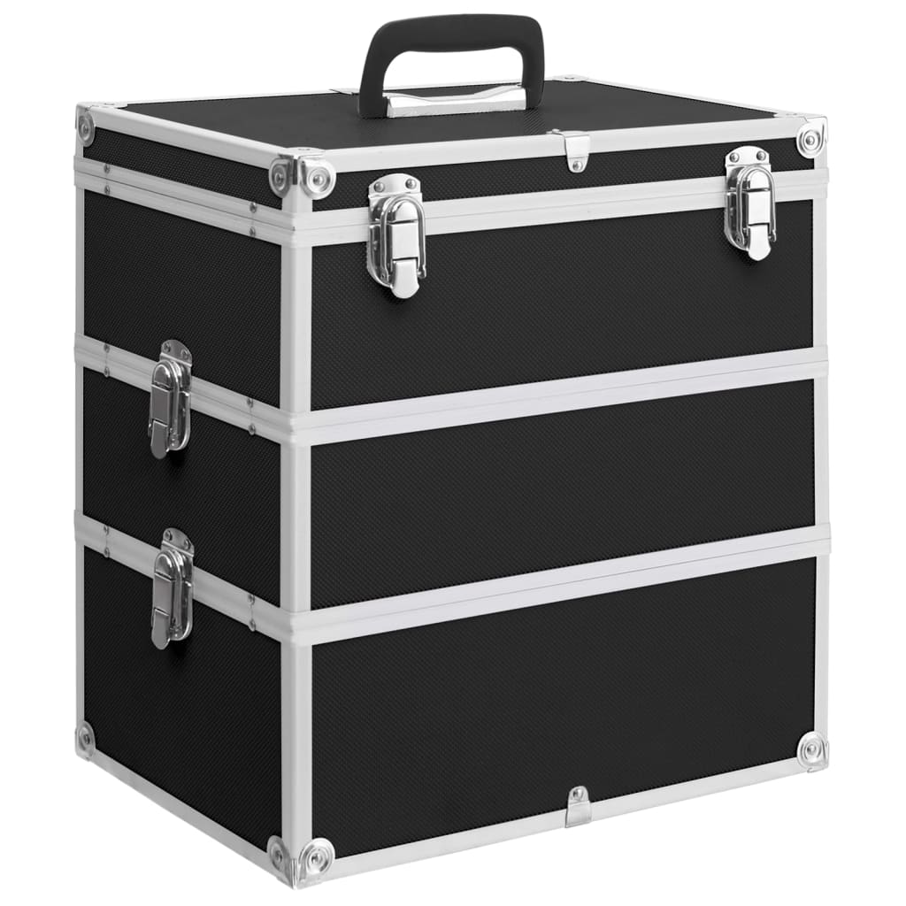 Kosmetikkoffer aus Aluminium 37x24x40cm Schwarz