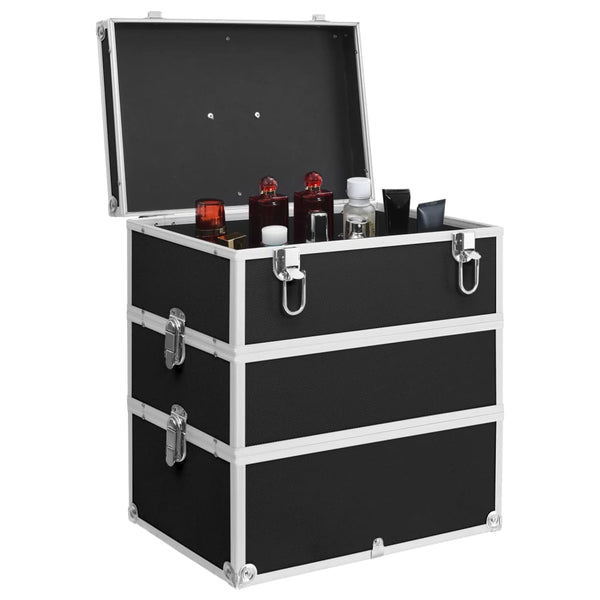 Kosmetikkoffer aus Aluminium 37x24x40cm Schwarz