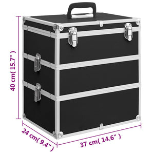 Kosmetikkoffer aus Aluminium 37x24x40cm Schwarz