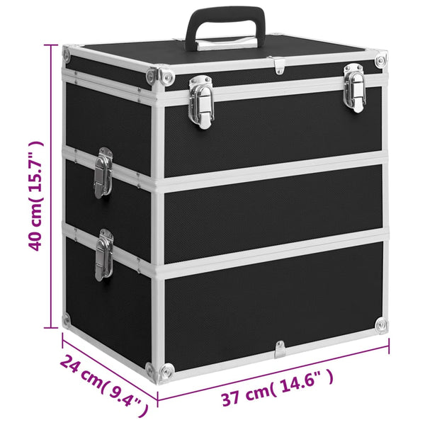 Kosmetikkoffer aus Aluminium 37x24x40cm Schwarz