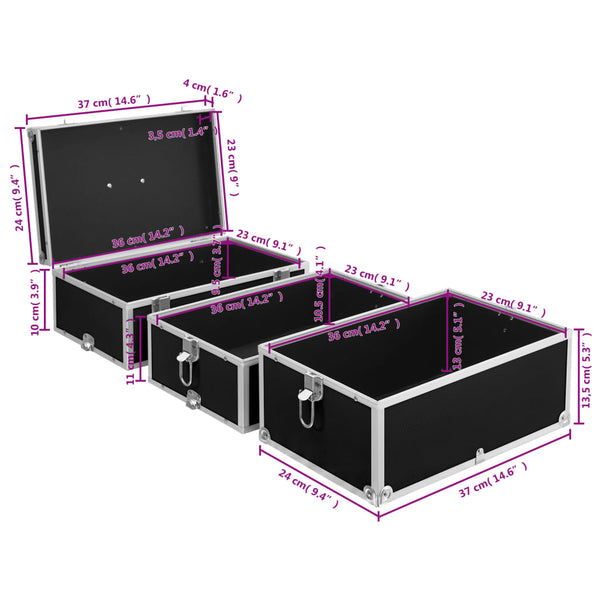 Kosmetikkoffer aus Aluminium 37x24x40cm Schwarz