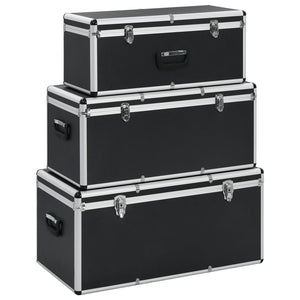 Aluminium Aufbewahrungskoffer 3 Stk Schwarz