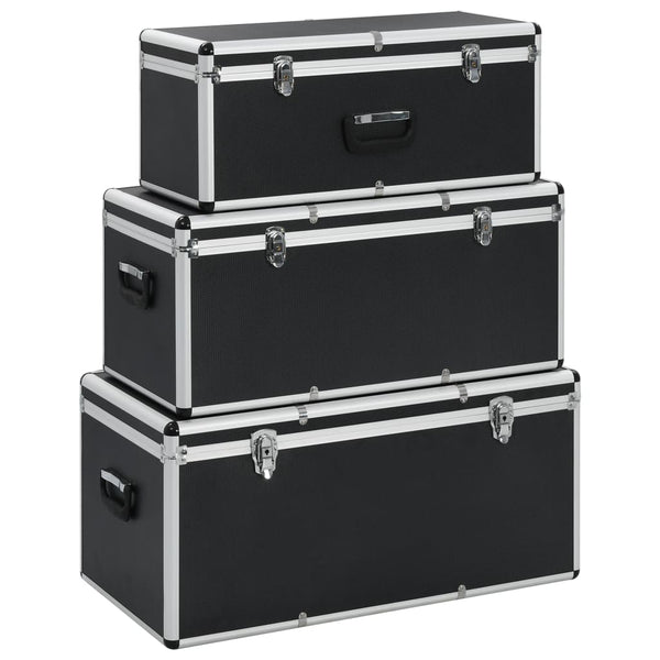 Aluminium Aufbewahrungskoffer 3 Stk Schwarz