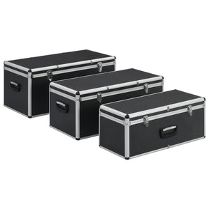 Aluminium Aufbewahrungskoffer 3 Stk Schwarz