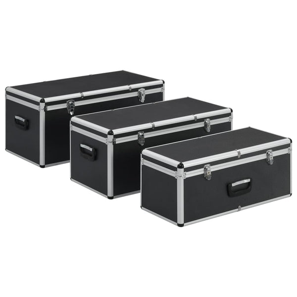 Aluminium Aufbewahrungskoffer 3 Stk Schwarz