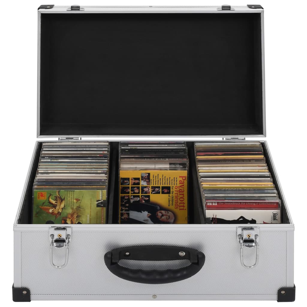 CD-Koffer für 60 CDs Silber Aluminium