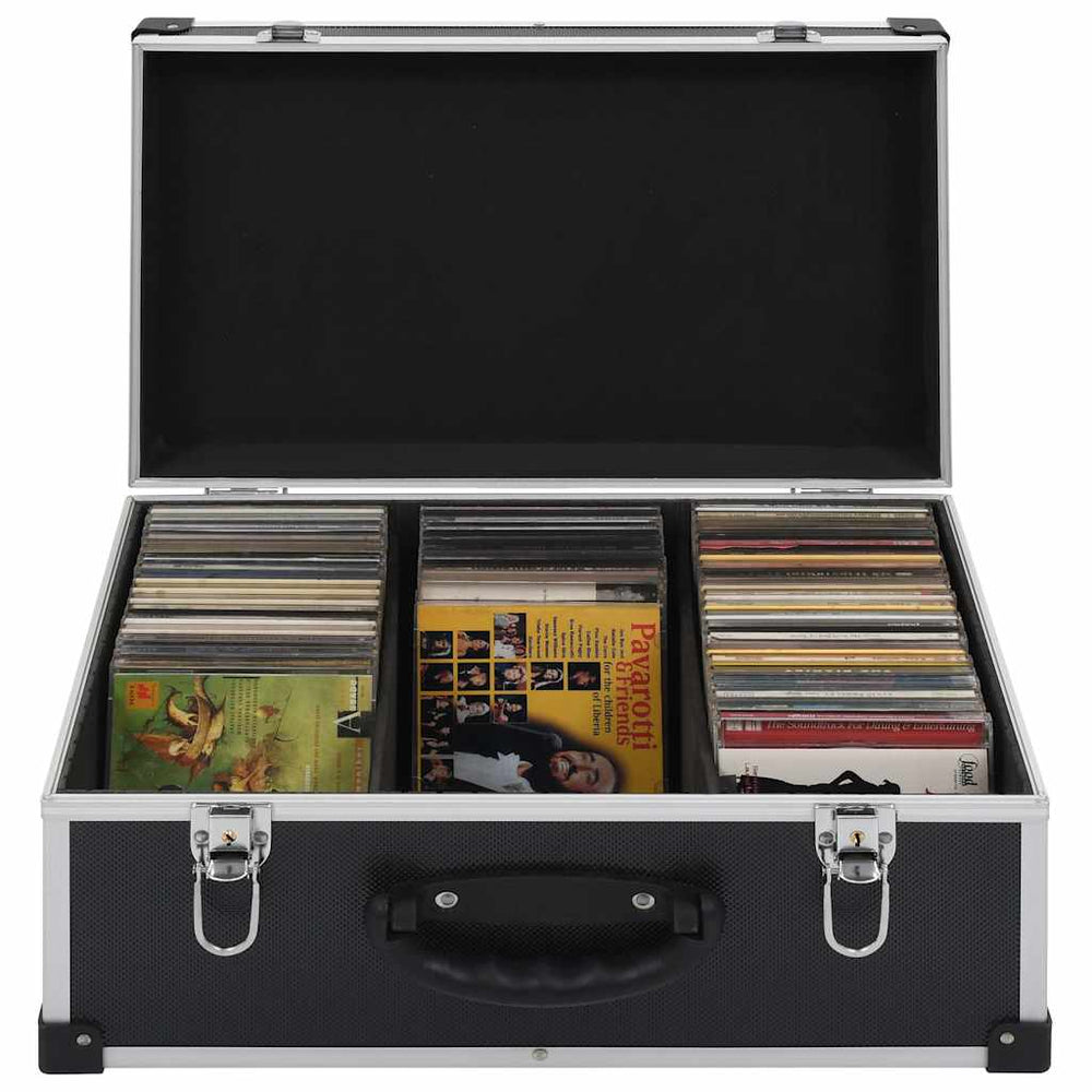 CD Koffer für 60 CDs Aluminium Schwarz