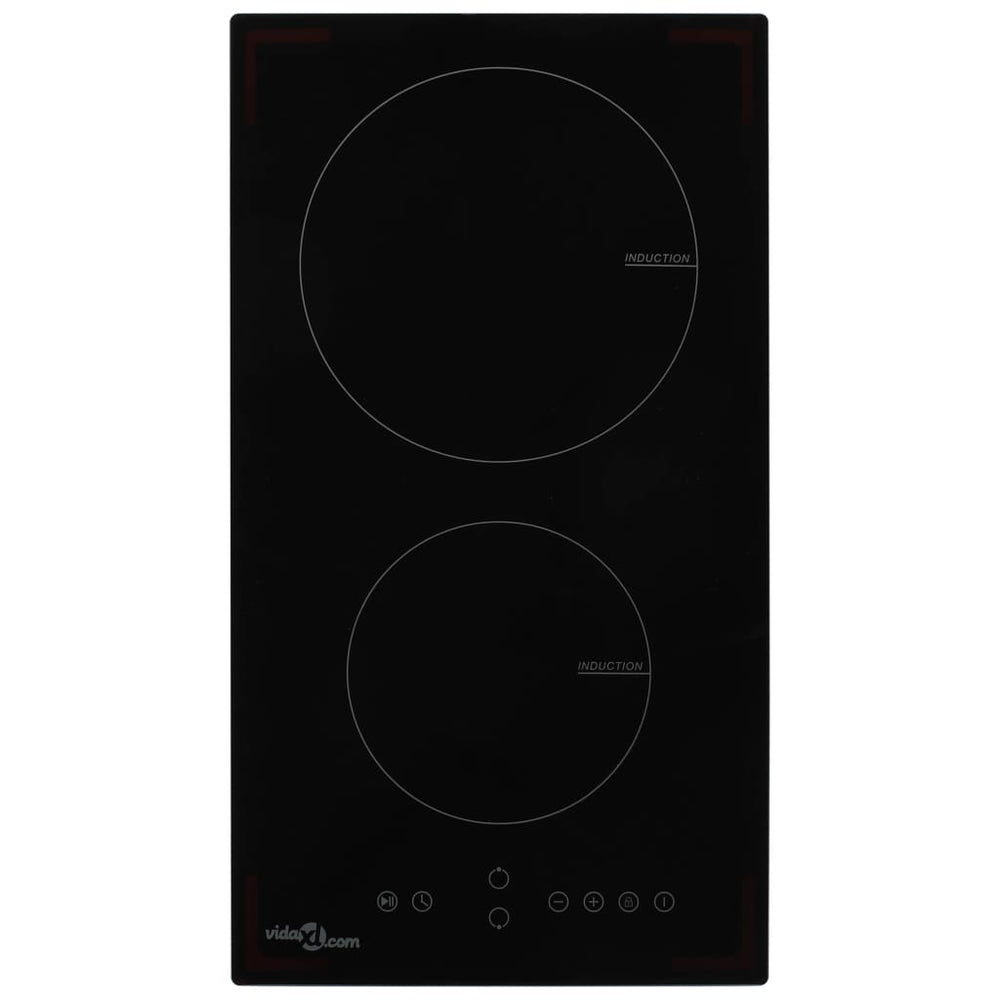 vidaXL Induction Cooktop with 2 Hobs Touch Control Glass 3500 W