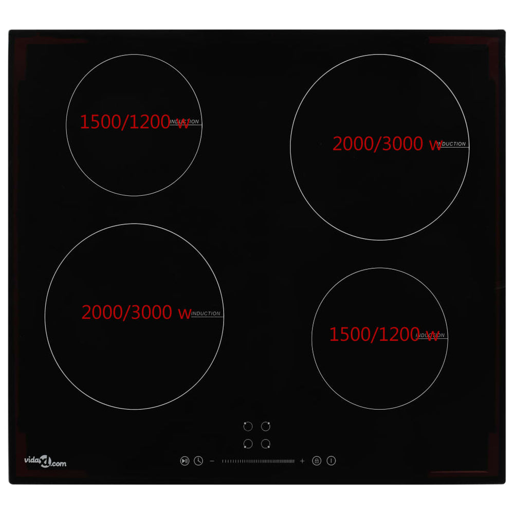 vidaXL Induction Hob with 4 Plates Touch Control Glass 7000 W