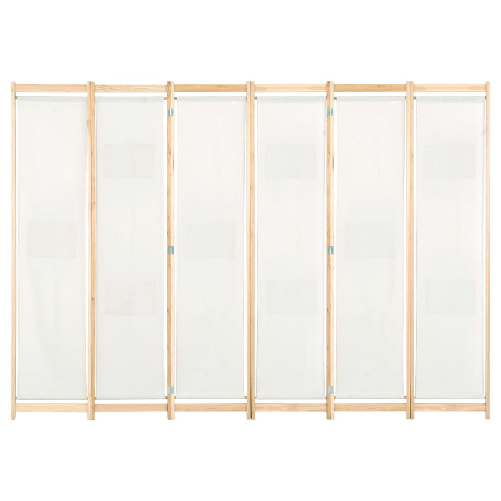 6-teiliger Raumteiler Cremeweiß 240 x 170 x 4 cm Stoff
