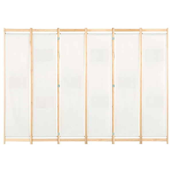 6-teiliger Raumteiler Cremeweiß 240 x 170 x 4 cm Stoff