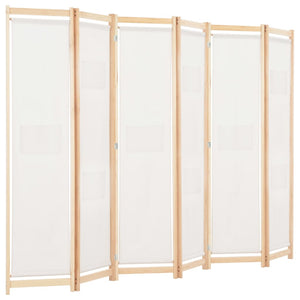 6-teiliger Raumteiler Cremeweiß 240 x 170 x 4 cm Stoff