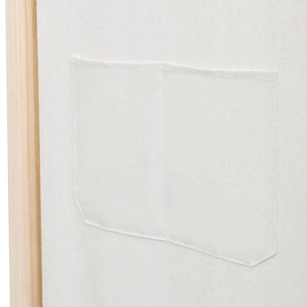 6-teiliger Raumteiler Cremeweiß 240 x 170 x 4 cm Stoff